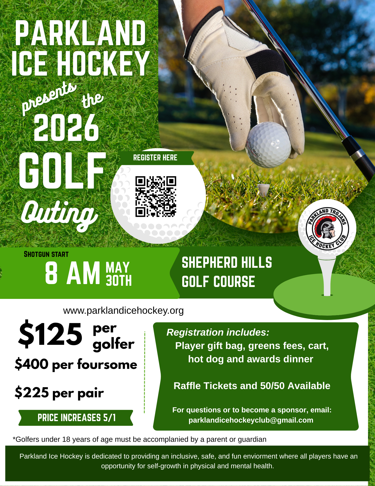 White &amp; Green Modern Golf Tournament Flyer